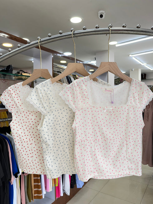 Printed Square Neckline Tops